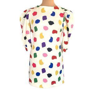TIG Renata Figueiredo Dress Bright Multicolored Abstract Print Puff Sleeve Mini